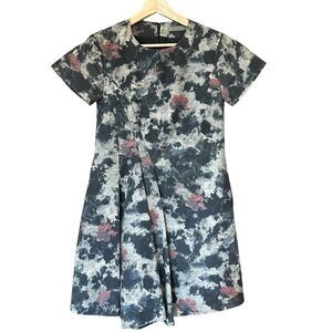 COS Collection of‎ Style Wool Floral Pleated Sheath Short Sleeve Dress 34 (4)